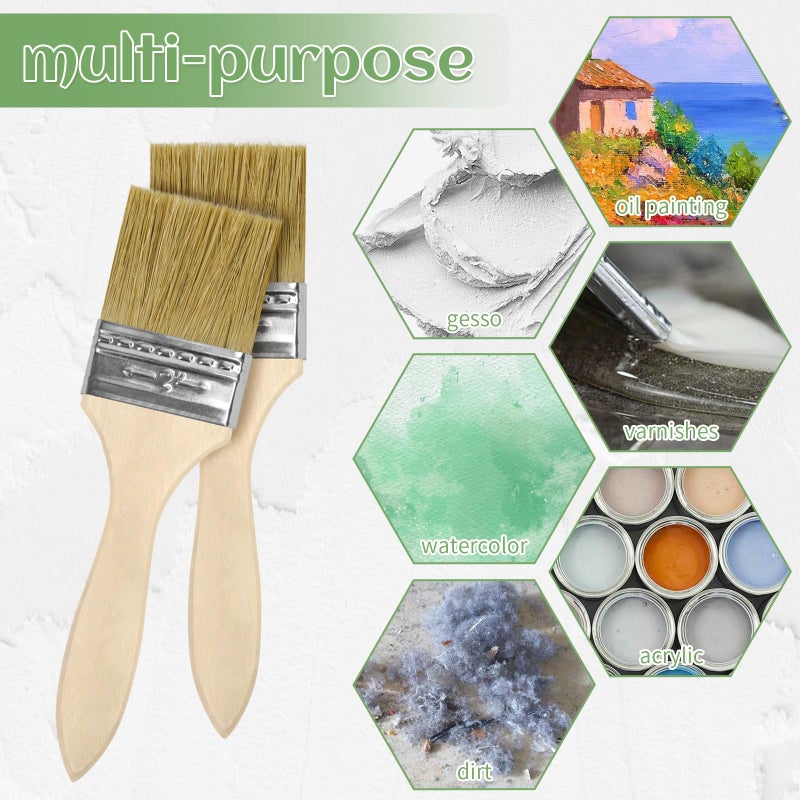 UPlama Paint and Chip Paint Brushes for Paint, Stains, Varnishes, Watercolor, Wood, Wall, Furniture-Brush Cleaner (24, 2 inch) - Image 4